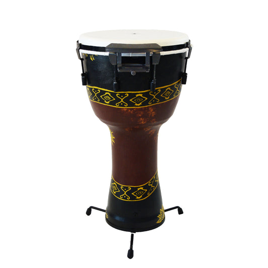 Drumbe — 14" Mechanically Tuned Djembe with Palm-Play Snare & Fold-In Stand